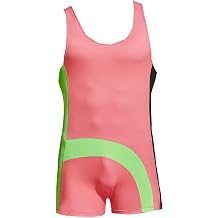 cloudmall Mens Wrestling Singlets Sexy One Piece Leotard Sleeveless Lingerie Bodysuit Briefs