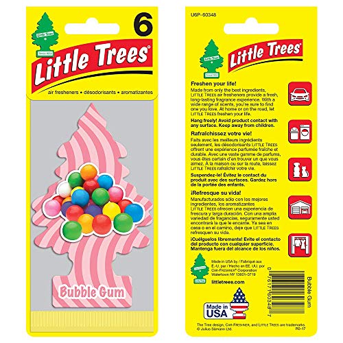 Image of Little Trees Cardboard Hanging Car, Home & Office Air Freshener, Bubble Gum (Pack of 12)