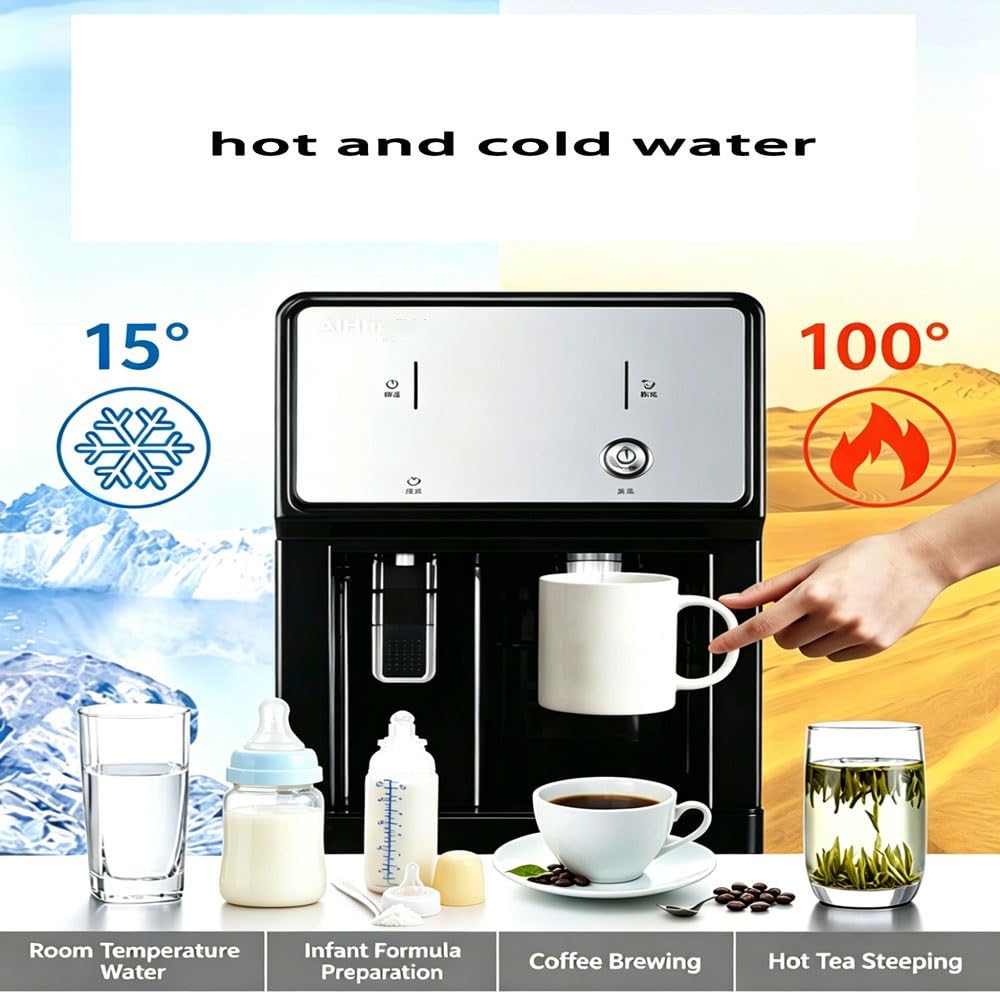 Wasserspender mit Filter, Elektrischer Wasserspender Kühlung, mit 3 Temperaturstufen, Tisch-Wasserautomat, für Küchen, Zuhause & Büro