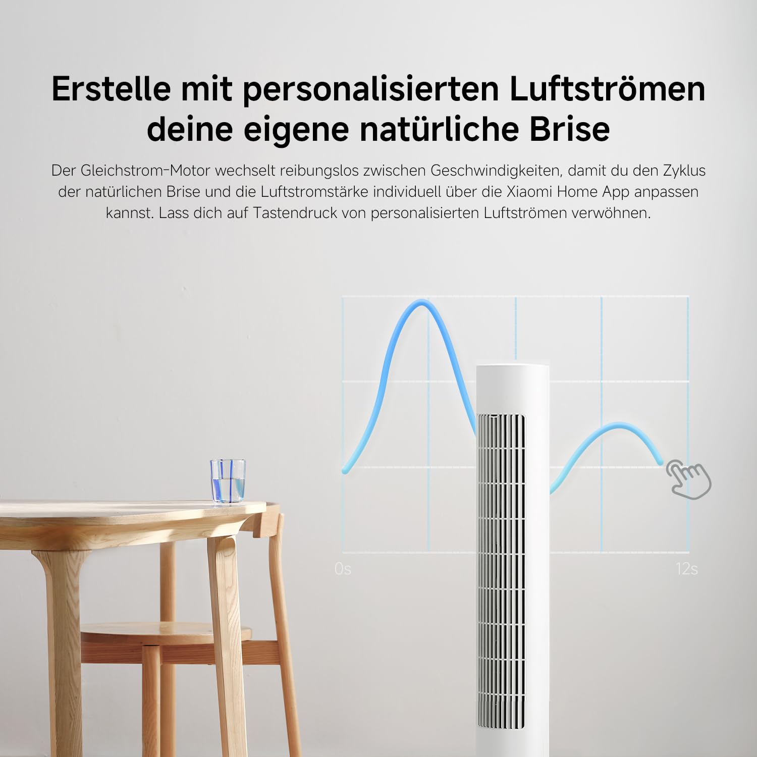 XIAOMI Smart Tower Fan 2 - Standventilator 150° Oszillation mit natürlichen Luftprofilen, Energiesparend, Ultra Leise 28.7dB(A), App-Steuerung, Weiß