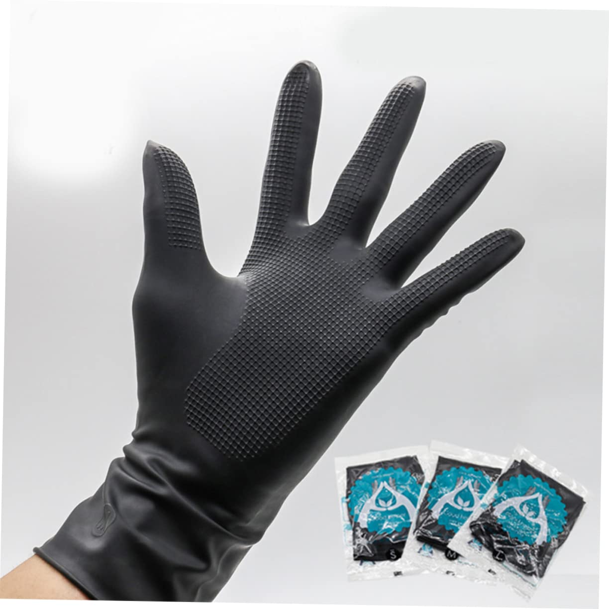 Solustre - 4 pares de guantes de teñido para el pelo, color negro, para peluquería, jardinería, talla S