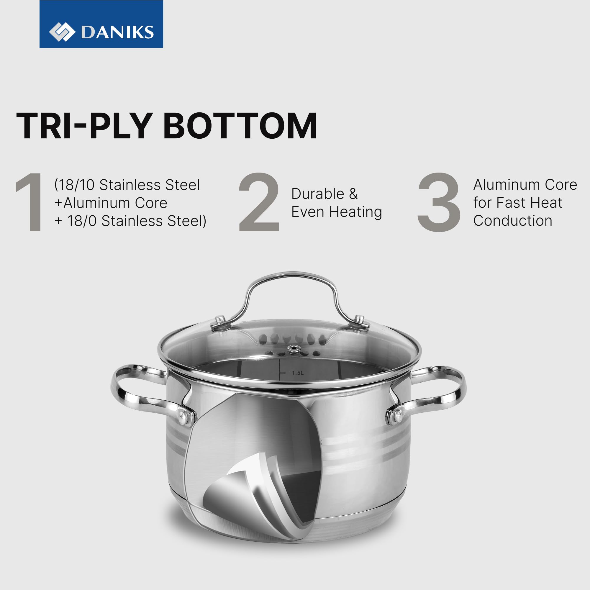 Amazon.co.jp: Daniks Tokio ステンレススチールストックポット ガラス