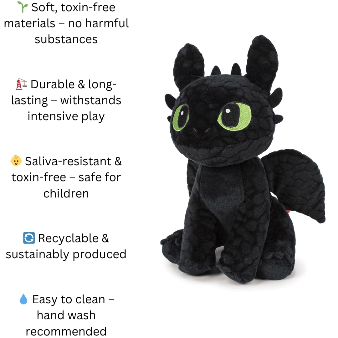 TA&MA How to Train Your Dragon - czarny nocny smok inspirowany bezzębnym - przytulanka i wypchana zabawka - różne modele i rozmiary - miękka pluszowa zabawka dla dzieci i fanów (siedzenie 30 cm)