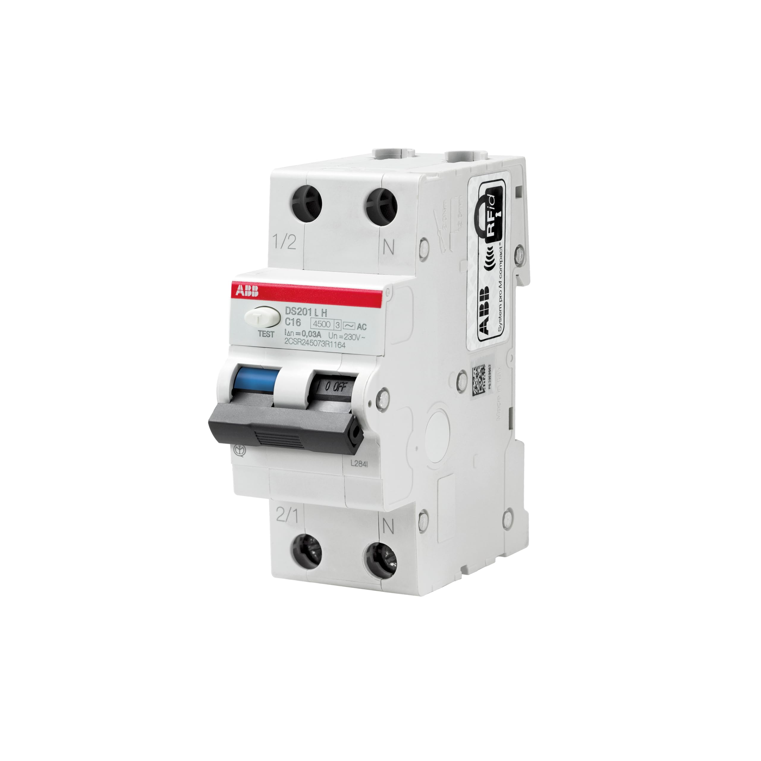 ABB DS201 LH Interruttore Differenziale Magnetotermico 4,5KA 1P+N 30ma 2 moduli classe AC (DS201LHC6AC30 16A (EX DS91LC16AC30))