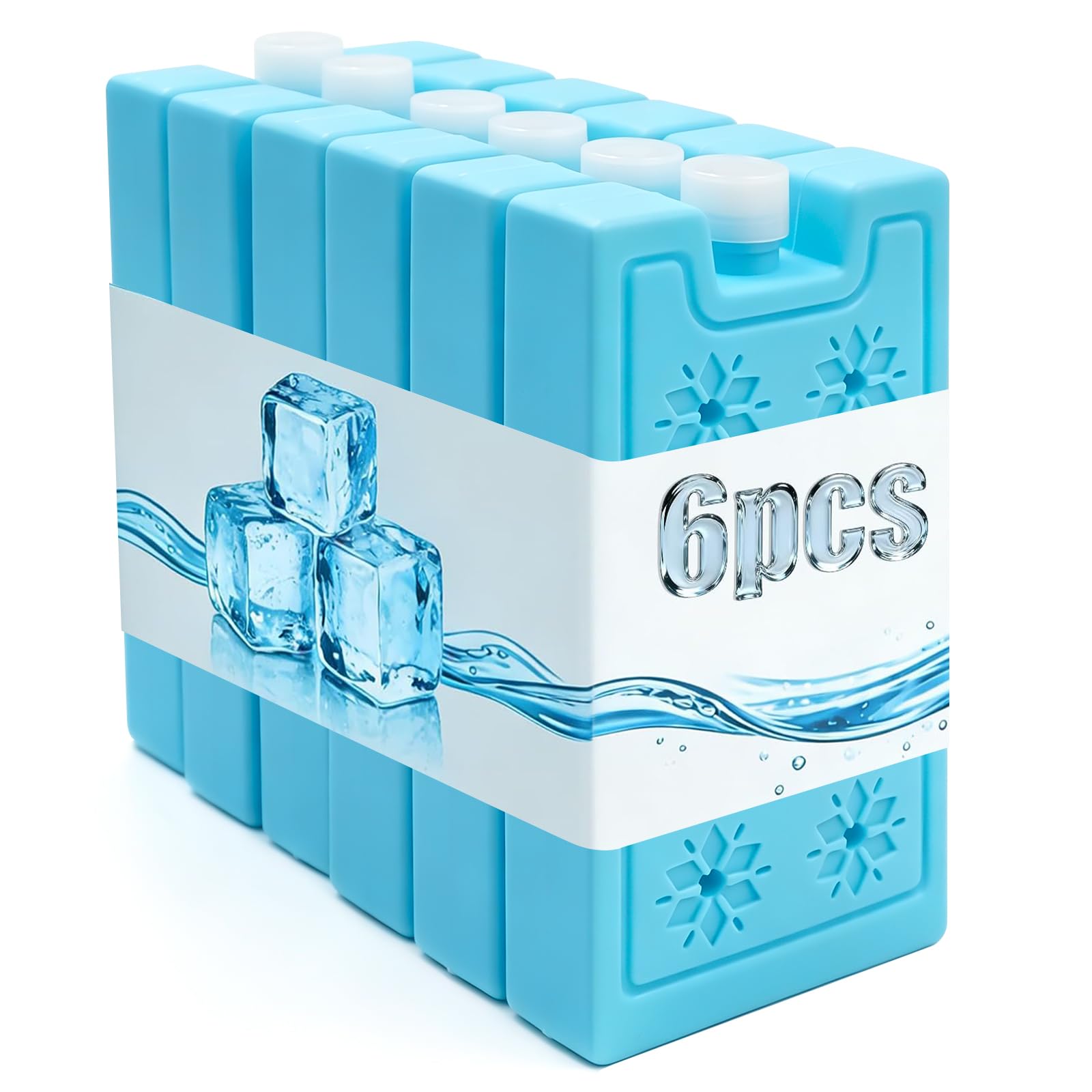 Mudoulu 6 Pack Freezer Blocks, 270ml Reusable Ice Packs for Cool Bags Cool Boxes Lunch Boxes Picnic Travel Camping, Slim Blue Cooling Blocks for Food Storage
