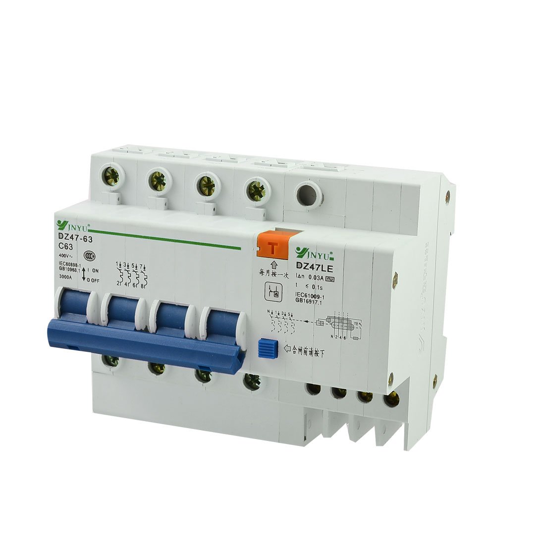 IEUMJNAT DZ47-63 63A 4P Miniature + DZ47LE -Professional - Leakage Circuit Breaker