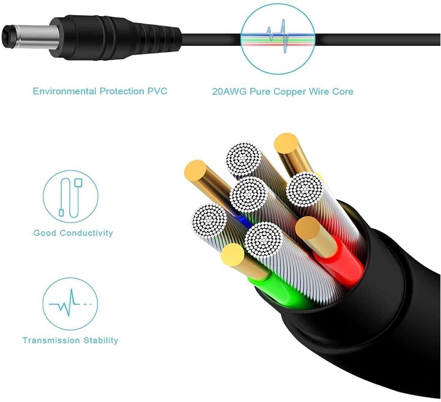 JUSTOP 12V 5A 60W Power Supply Adapter, AC 100-240V to DC, Inc UK 3-Pin Plug Lead, for Security Cameras, CCTV Systems, LED Lights, Routers, LCD Monitors, Speakers etc, CE UKCA, 2 years Warranty — view 7