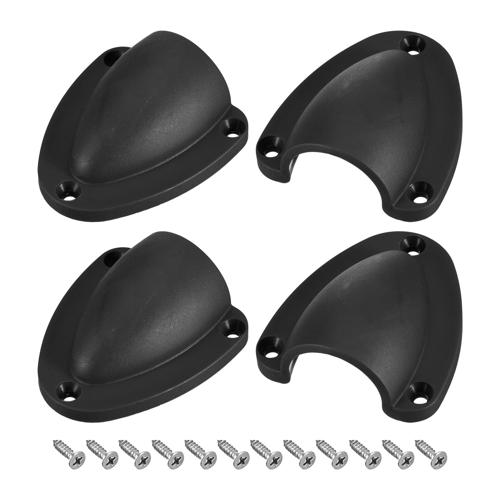 sourcing map Marine Wire Cable Vent Cover, 4Pcs - Nylon Clamshell Hose Vent Cover with Screws, Transducer Mounting Plate for Boat Yacht (Black, 2.48x2.28 Inch)