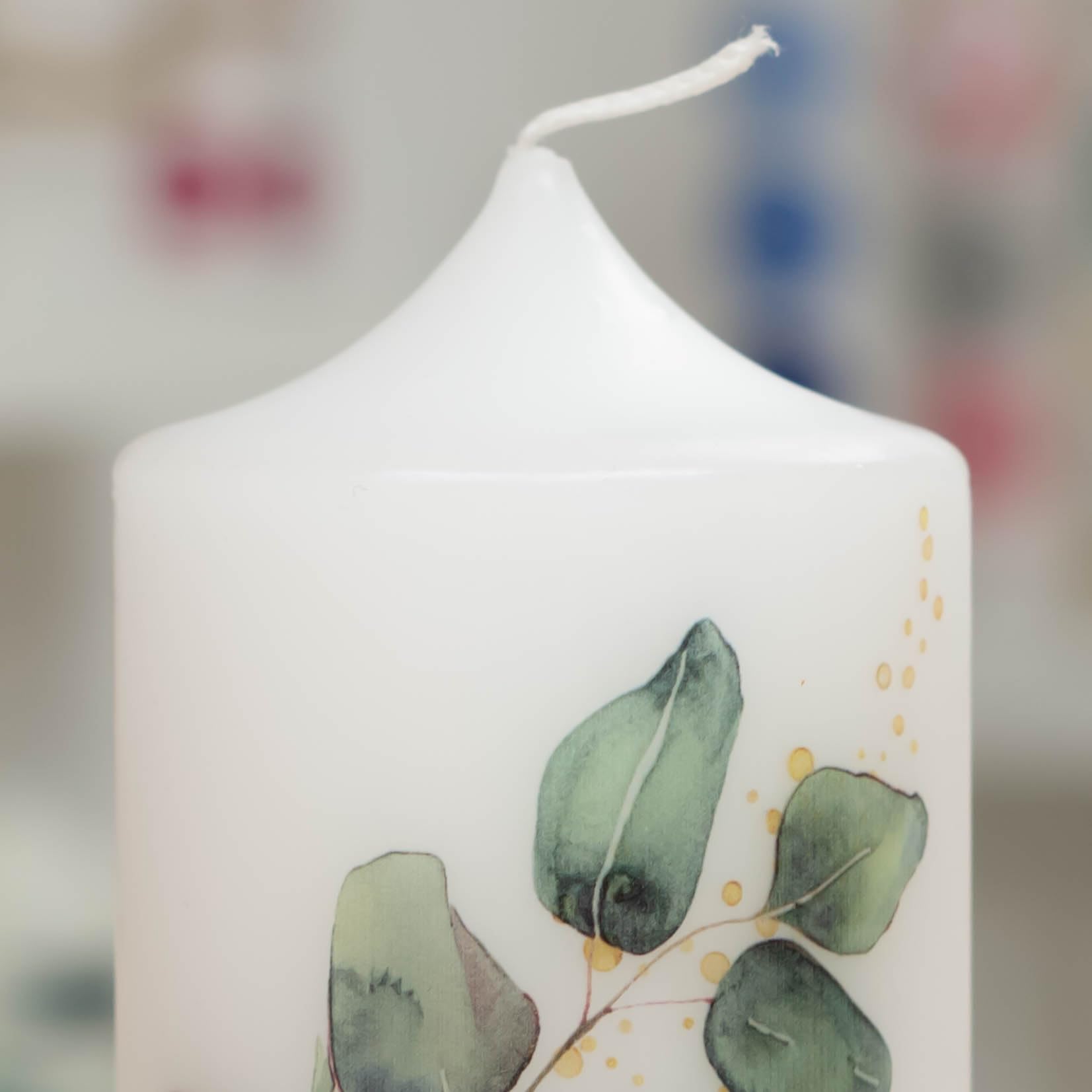 Hochzeitskerze mit Designdruck FILZMOOS personalisiert mit Namen und Datum, individuell