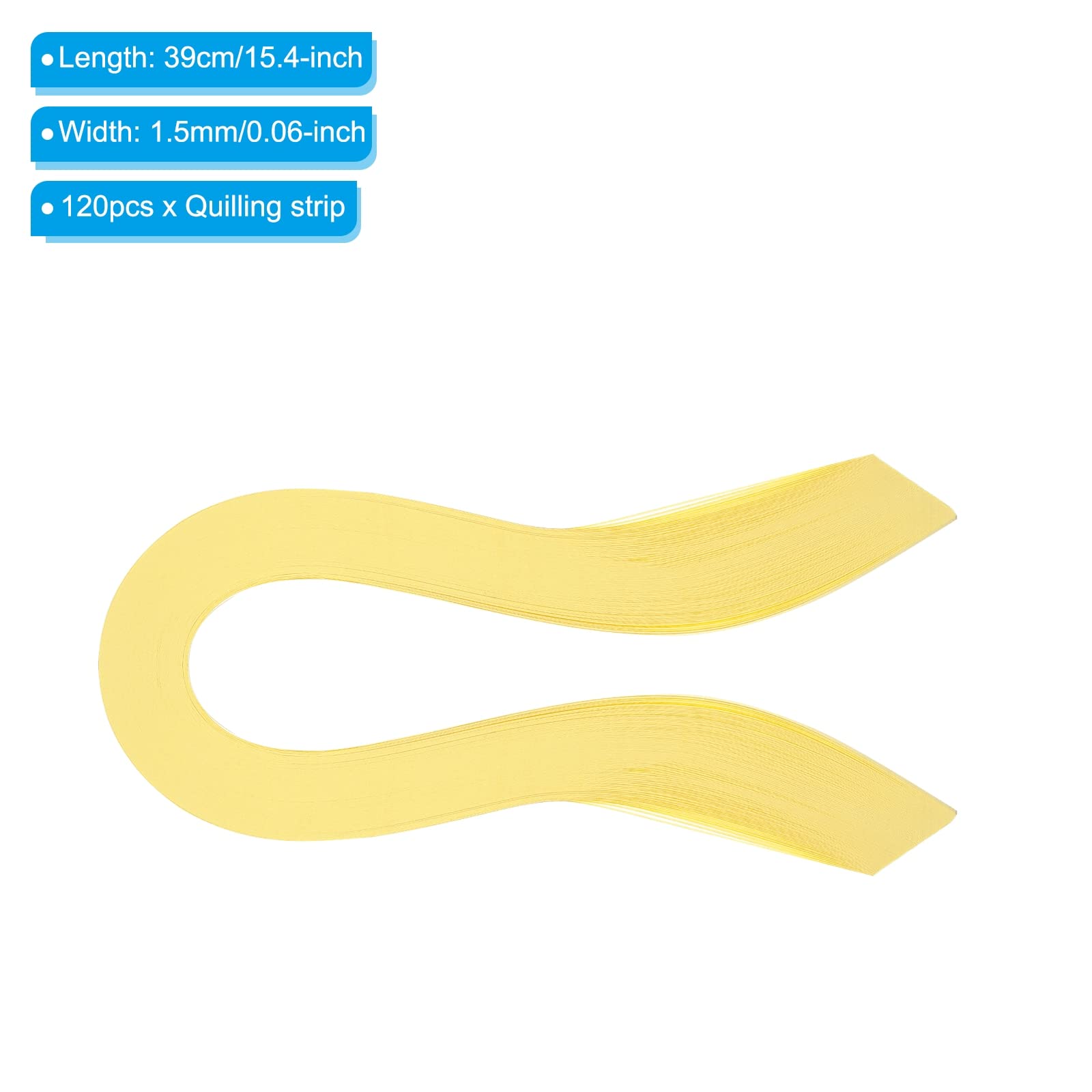 PATIKIL Quilling Strips Paper 120pcs 1/16"(1.5mm) 39cm Origami Paper Quilling Strip for Art DIY Hand Craft Christmas Light Yellow - Image 2