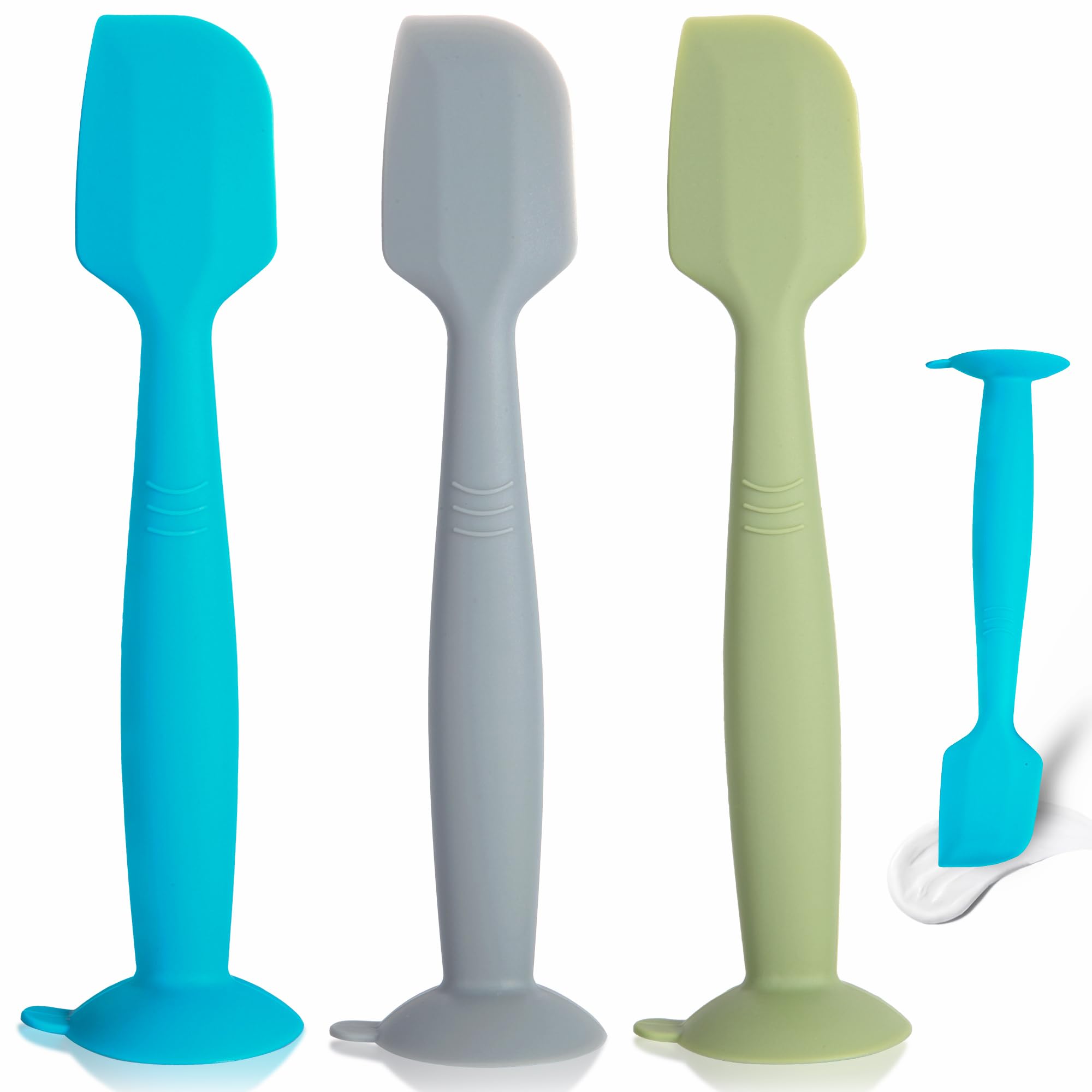 MAIKKBMAIKKB Butt Spatula Baby Diaper Cream spatula 3 Pcs with 3 Storage case,Soft Silicone Diaper Cream Applicator Bum Butt Paste spatulas Brush with Suction Base,Large diaper Rash cream Applicator