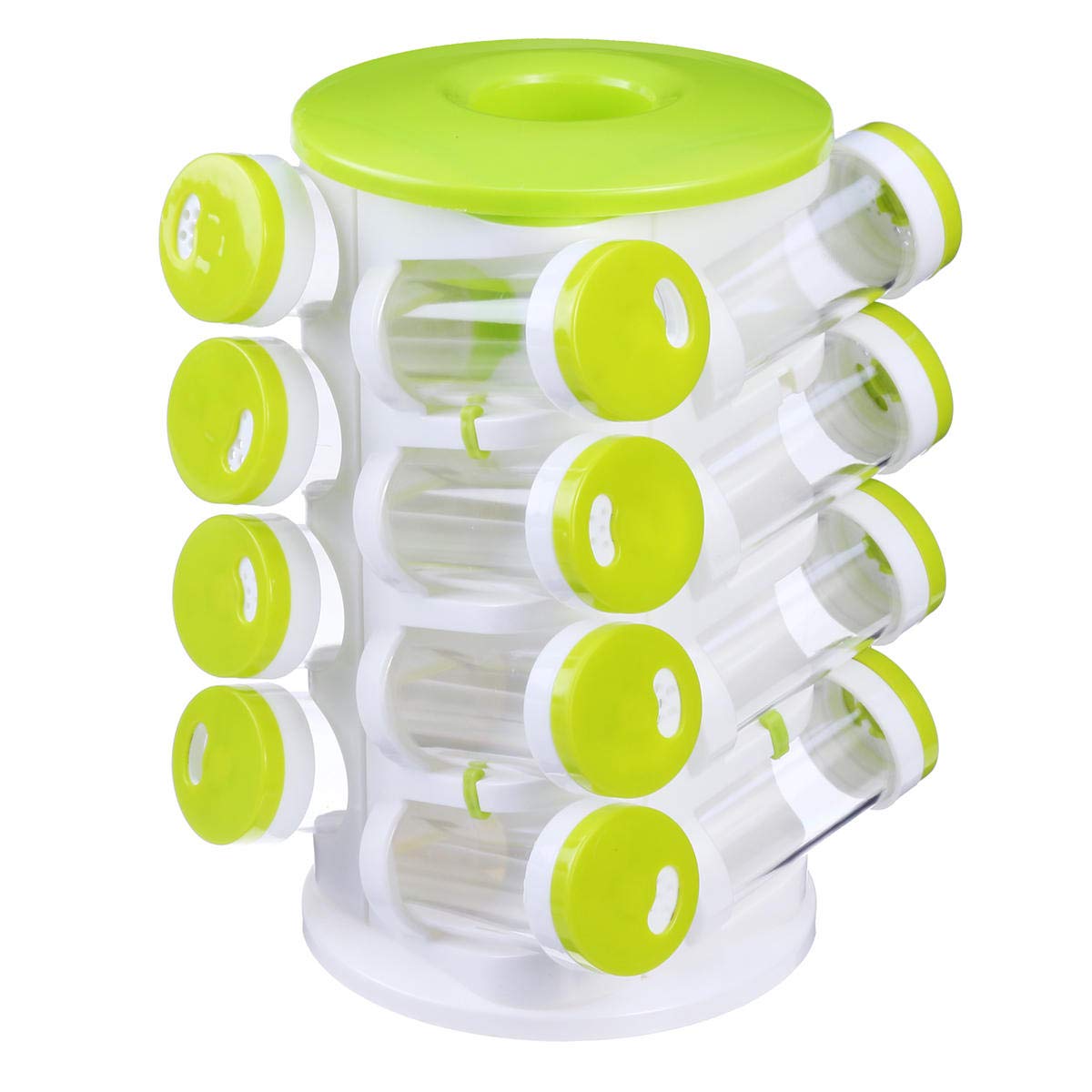 Étagère à épices Carrousel à épices Porte épices portable rotative à 360° pour comptoir de cuisine 16 bocaux à deux trous