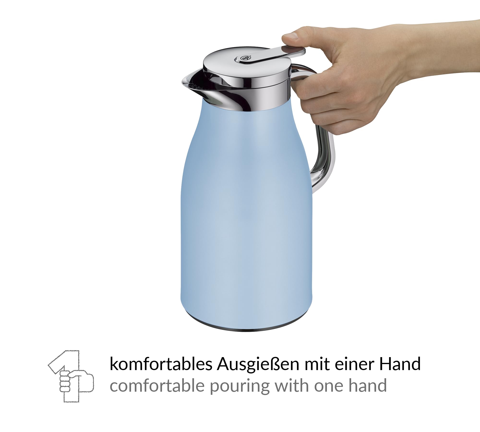 alfi Skyline Pastel Water Insulated Jug with Hygienic Tempered Glass Insert, Screw Cap with Comfortable Push Button - Image 3