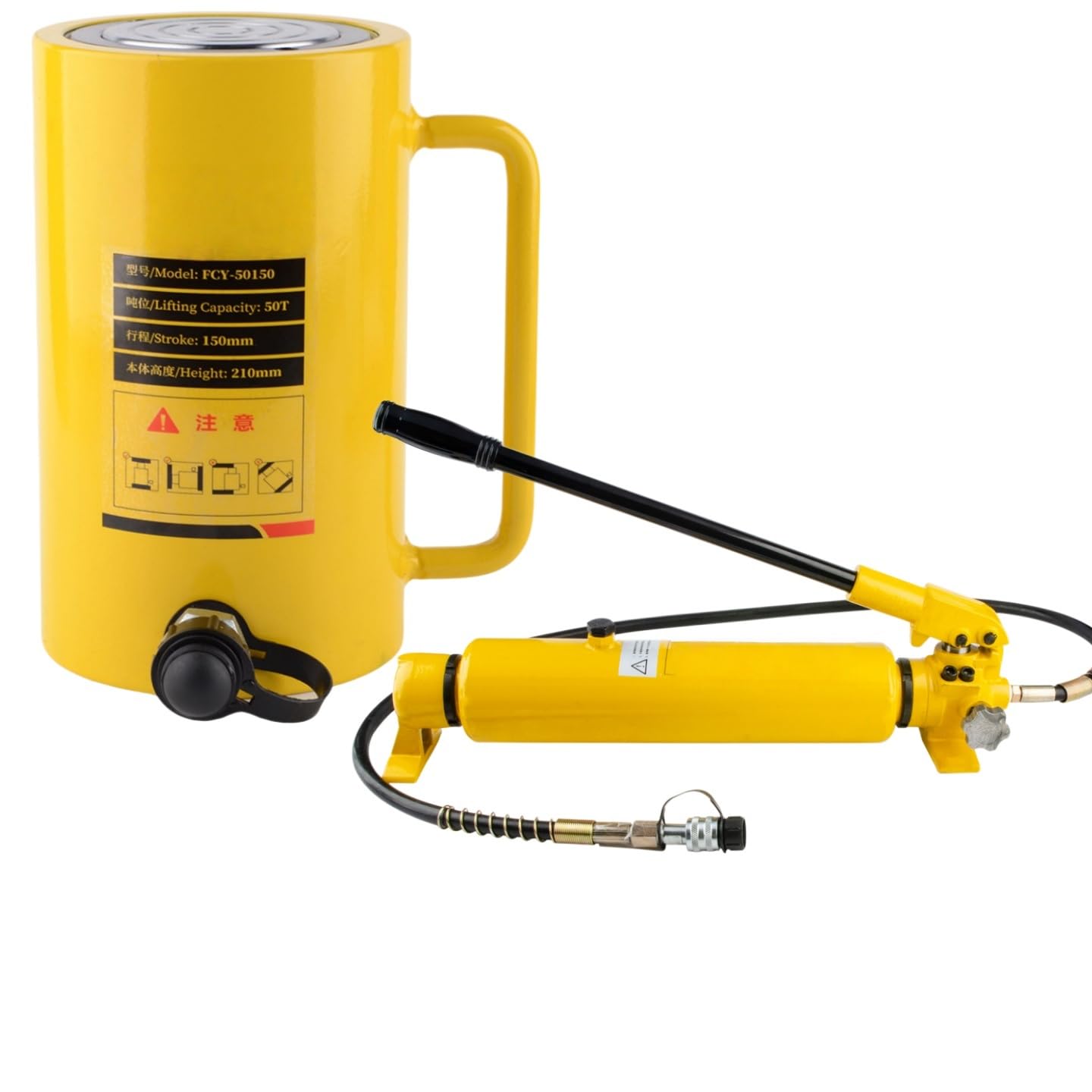 Martinetto Con Pompa A Mano, Cilindro Idraulico, Corsa 150 Mm/6 Pollici, Retrazione Automatica, Acciaio E Altri Settori(50T jack+CP-700-2A hand pump)