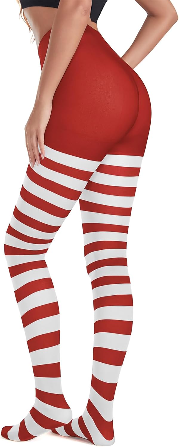 Zando Halloween Leggings for Women Striped Tights, Stretchy Opaque Footed Pantyhose for Halloween Costume Party - Image 7
