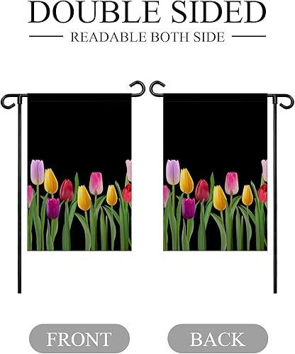 Miniatura 7 de Bandera de jardín negra de 28 x 40 pulgadas de doble cara para todas las estaciones banderas decorativas de bienvenida para decoración exterior