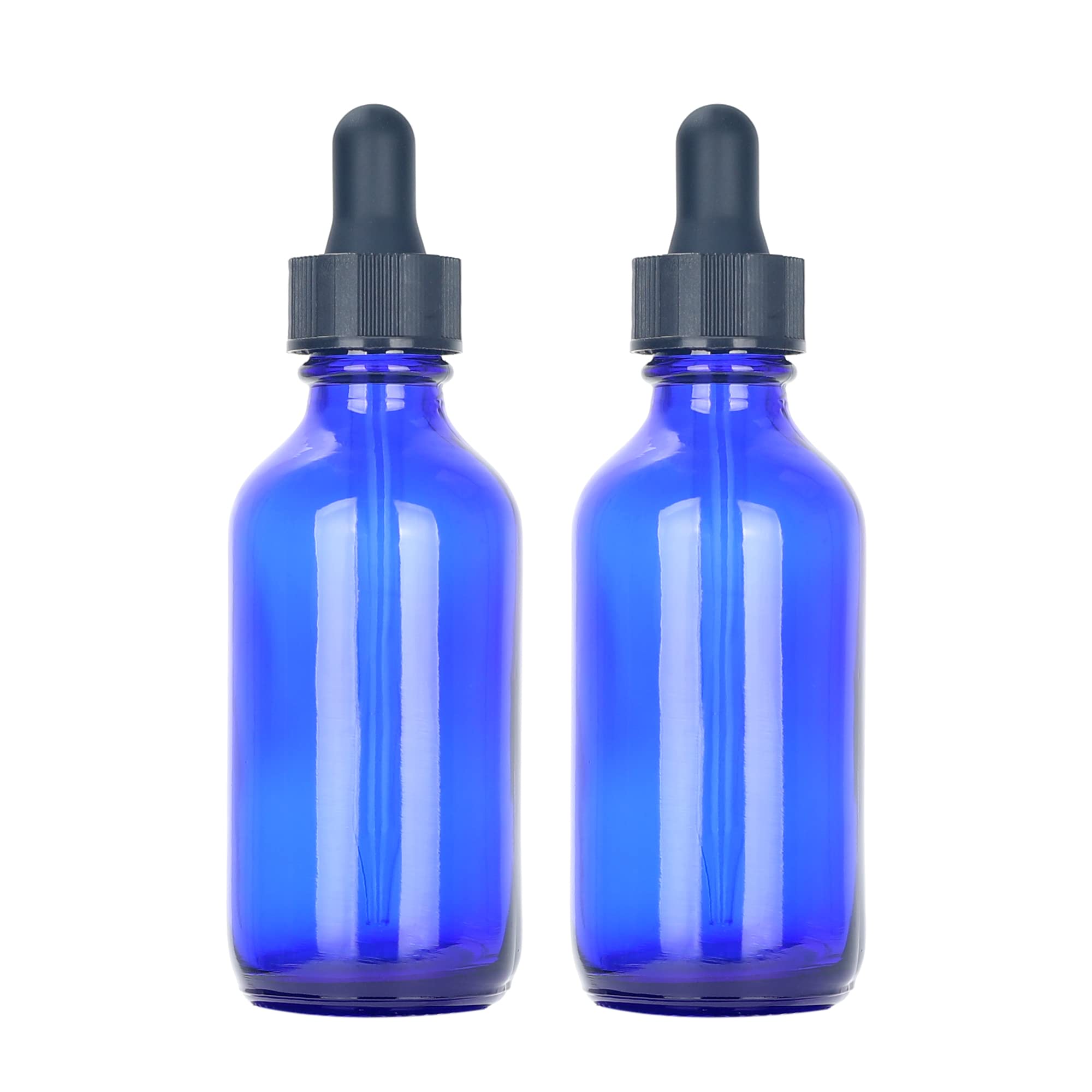 Magic Season Boston Round Glass Bottles (Blue / 60 ml with Dropper/ 2 Pcs)