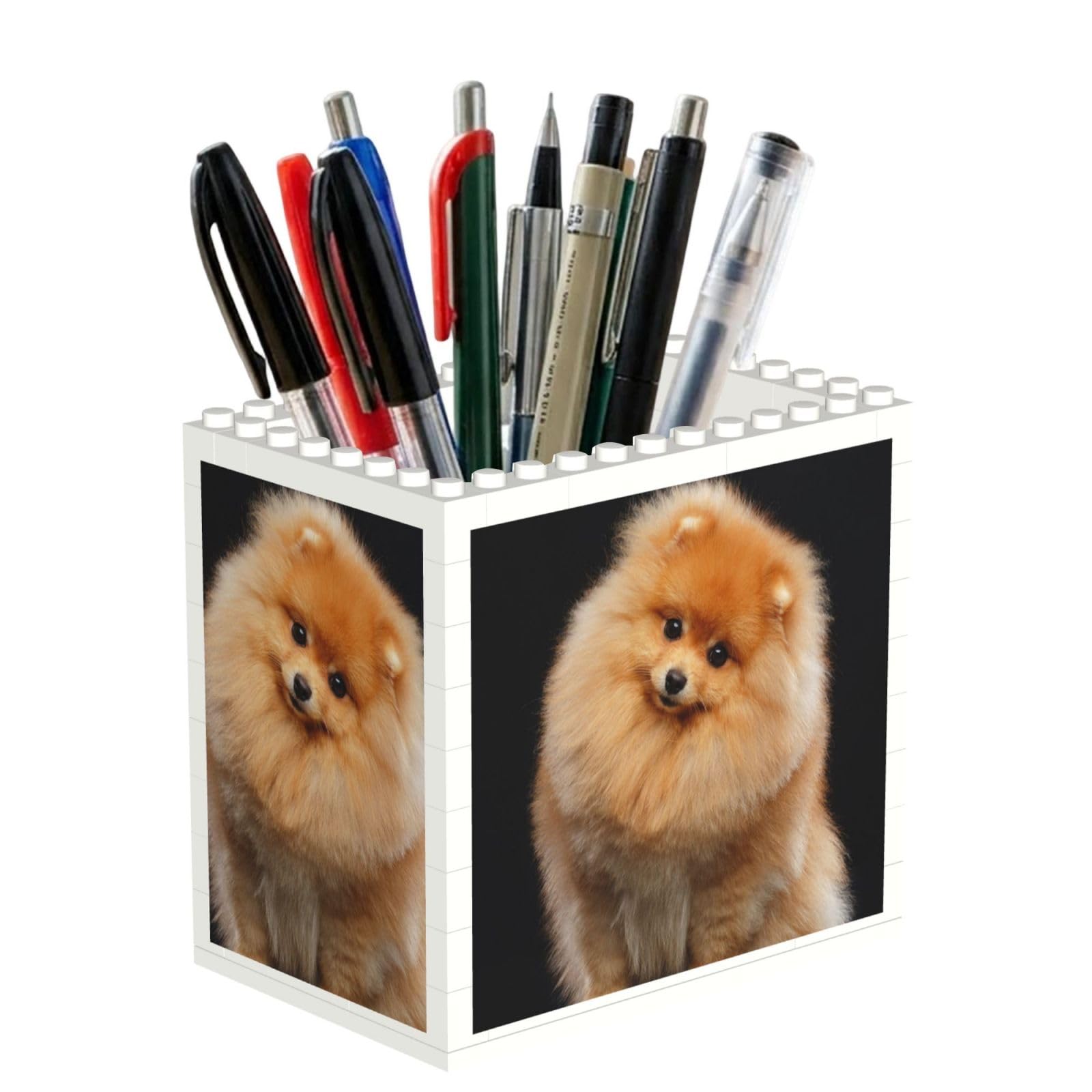 Poadnly Pomeranian Dog Puppy Cute, Pen Pot Pencil Holder for Office Home School, Compact Desk Organiser for Office Stationery