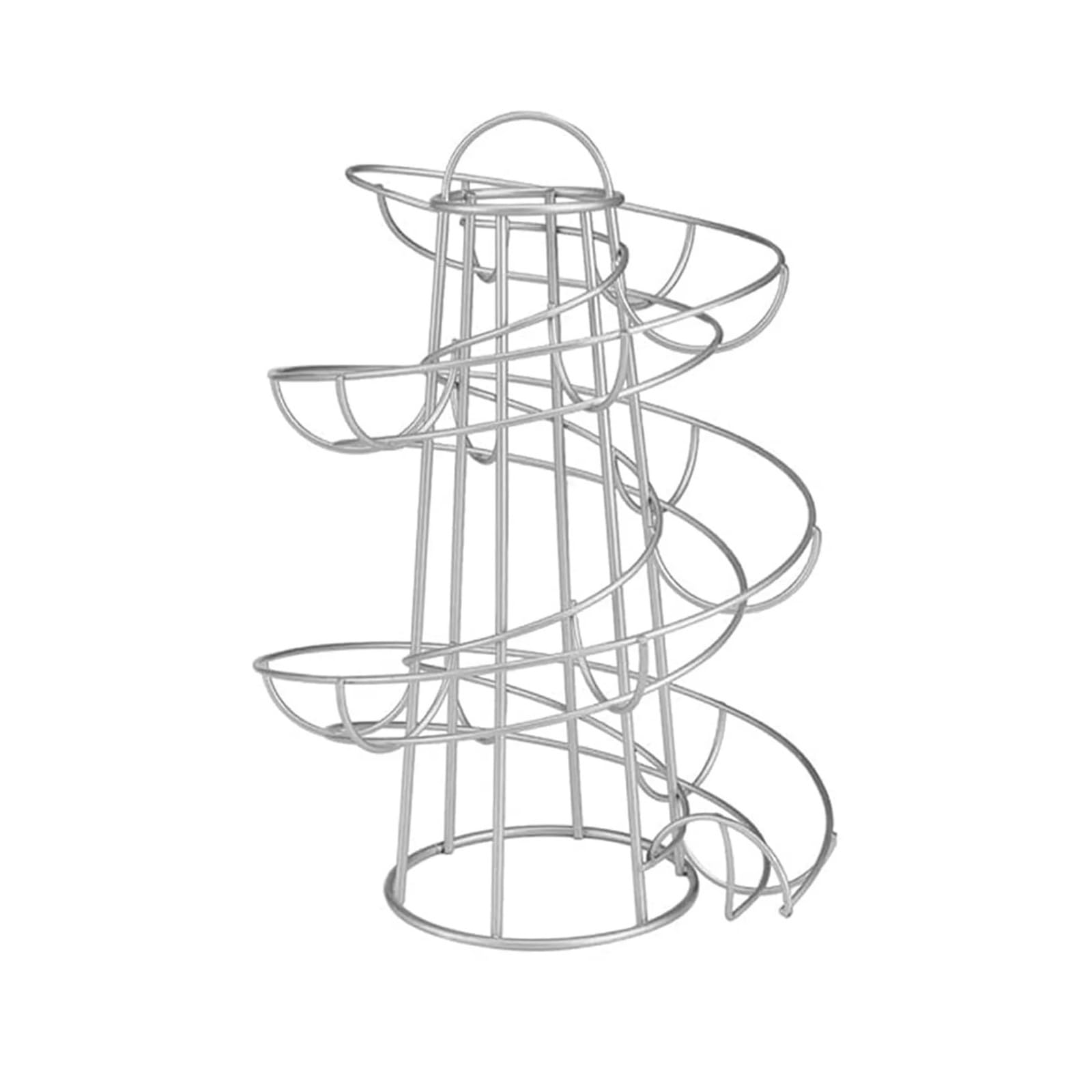 HXPFVCBHS Spiral Egg Rack Wrought Iron Egg Stand Multi-functional Egg Display Rack Spiral Egg Skelter Dispenser For Kitchen Countertop(Silver)