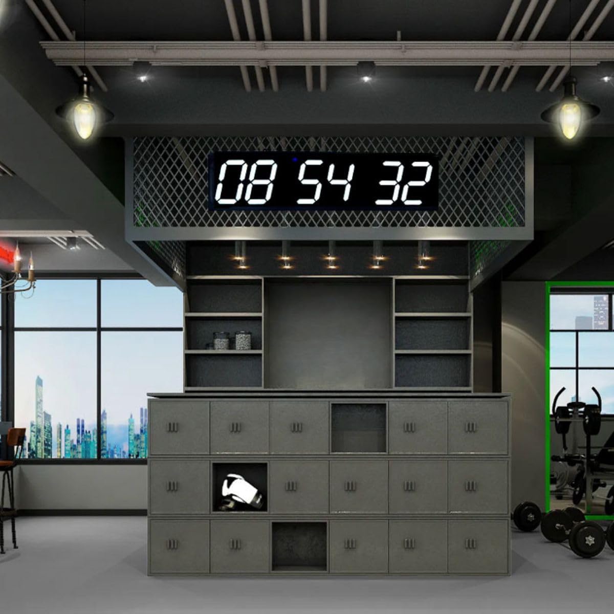 Large Screen LED Electronic Clock, Remote Control Digital Wall Clock with Timer, Temperature and Date Display, for Factories/Gyms/Airport Public Spaces