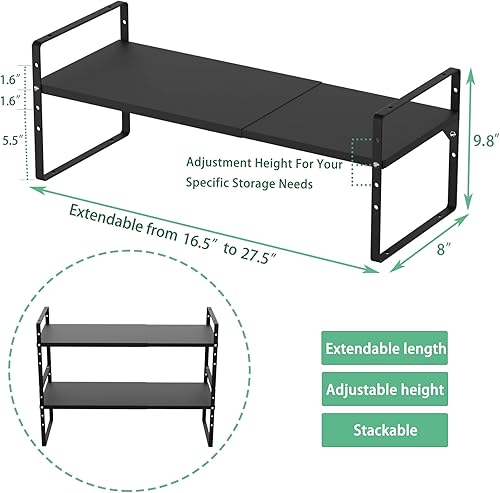 Miniatura 3 de Redrubbit Organizadores de estantes de gabinete expandibles, estantes apilables para encimera de cocina, estante de especias para cocina, baño,