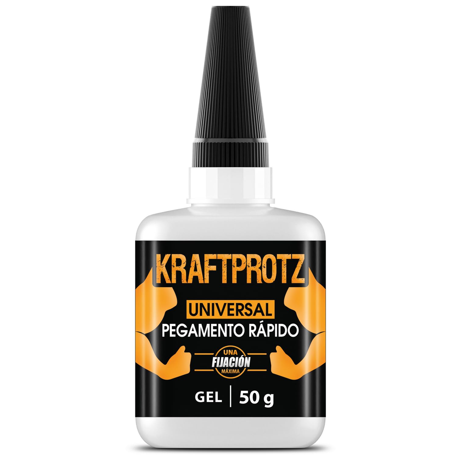 Superpegamento Gel Extra Fuerte – KRAFTPROTZ 50 g XXL con Punta Anti-Secado – Transparente, sin Goteo, Resistente al Agua y Calor – para plástico, Madera, Metal, Vidrio, Cuero y Bricolaje