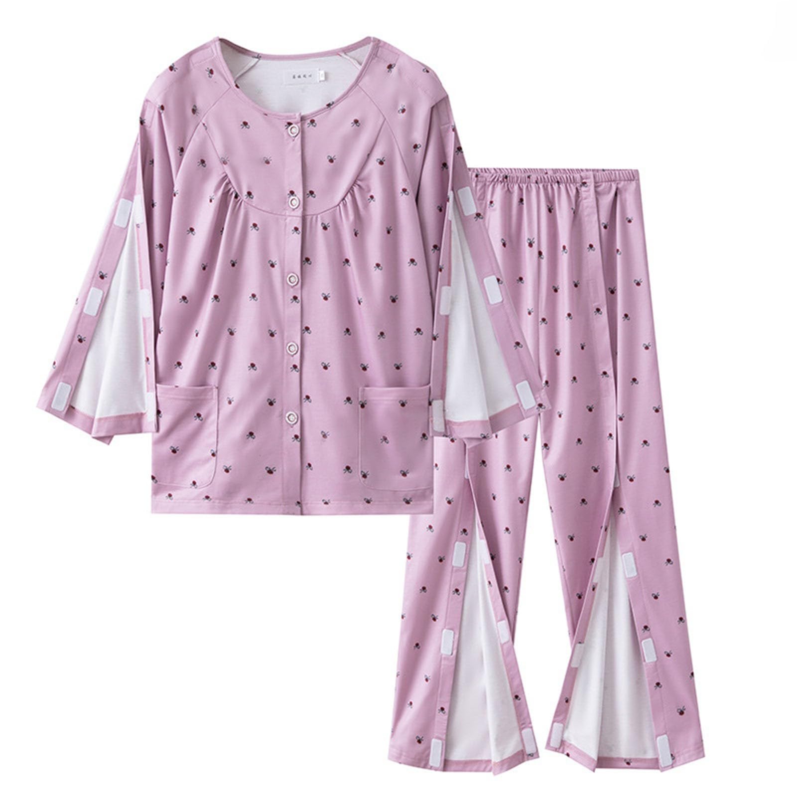Pyjama long pour femme avec boutons - Ensemble de pyjama 2 pièces pour femme