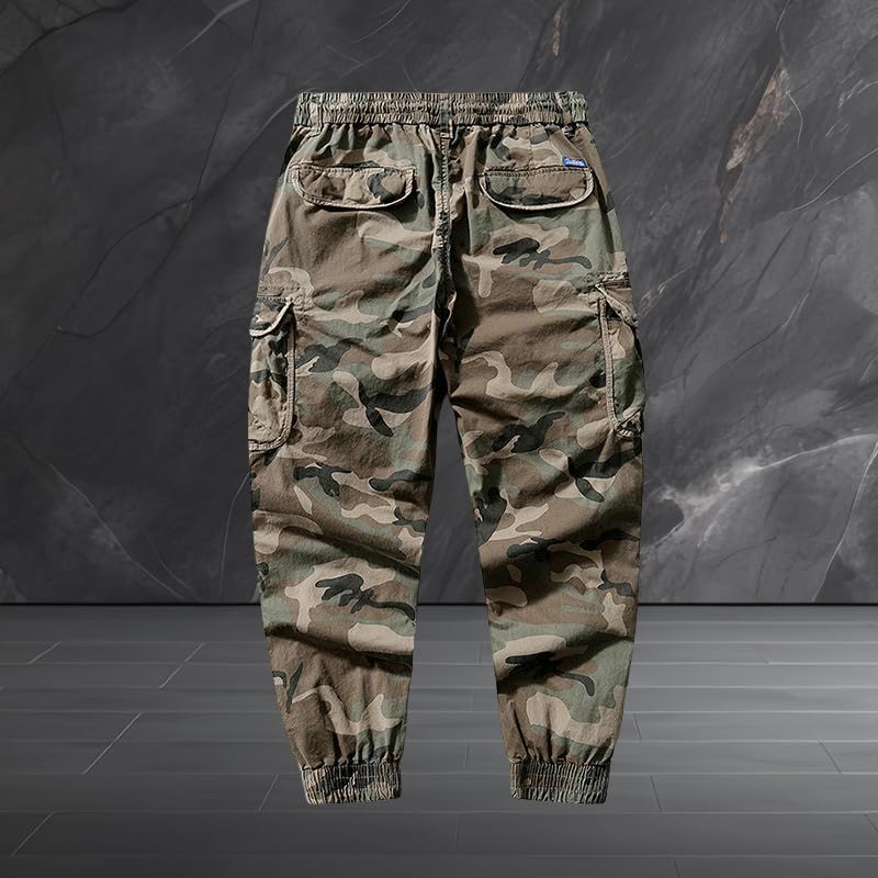 Pantalon cargo ample extensible homme avec revers style camouflage militaire