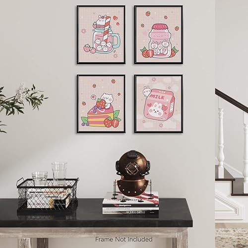 Miniatura 5 de Kawaii Japanese Anime Wall Decor for Dining Room - Pink Cute Kitchen Room Decor - Aesthetic Rabbit Strawberry Posters Prints for Teen Girl Bedroom