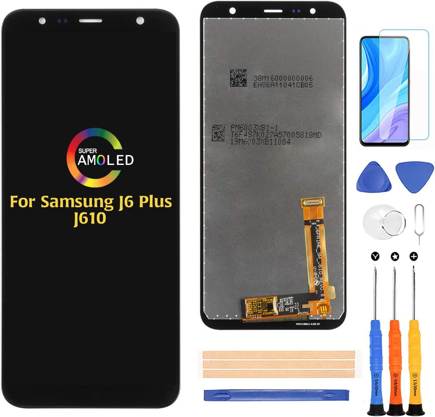 Compatible with Samsung Galaxy J6 Plus J610 2018 LCD Display Screen Replacement,for J6+ 2018/J6 Plus -J610 J610G/DS J610F J610FN Display LCD Panel Repair Parts Kit,with Tempered Glass+Tools + Black