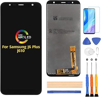Compatible with Samsung Galaxy J6 Plus J610 2018 LCD Display Screen Replacement,for J6+ 2018/J6 Plus SM-J610 J610G/DS J610F J610FN Display LCD Panel Repair Parts Kit,with Tempered Glass+Tools + Black