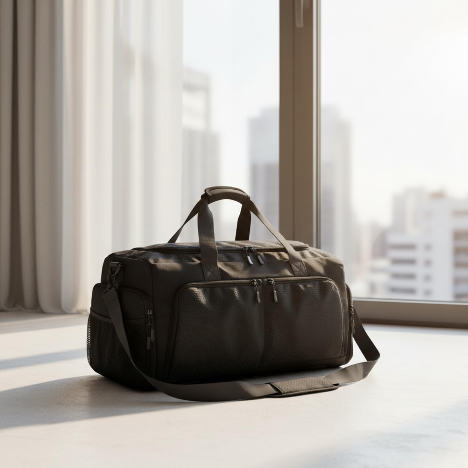 Sac de Sport avec Compartiment Chaussures Sac Sac de Sac de Gym Hydrofuge Séparation Linge Humide Poche Dédiée Chaussures Tissu