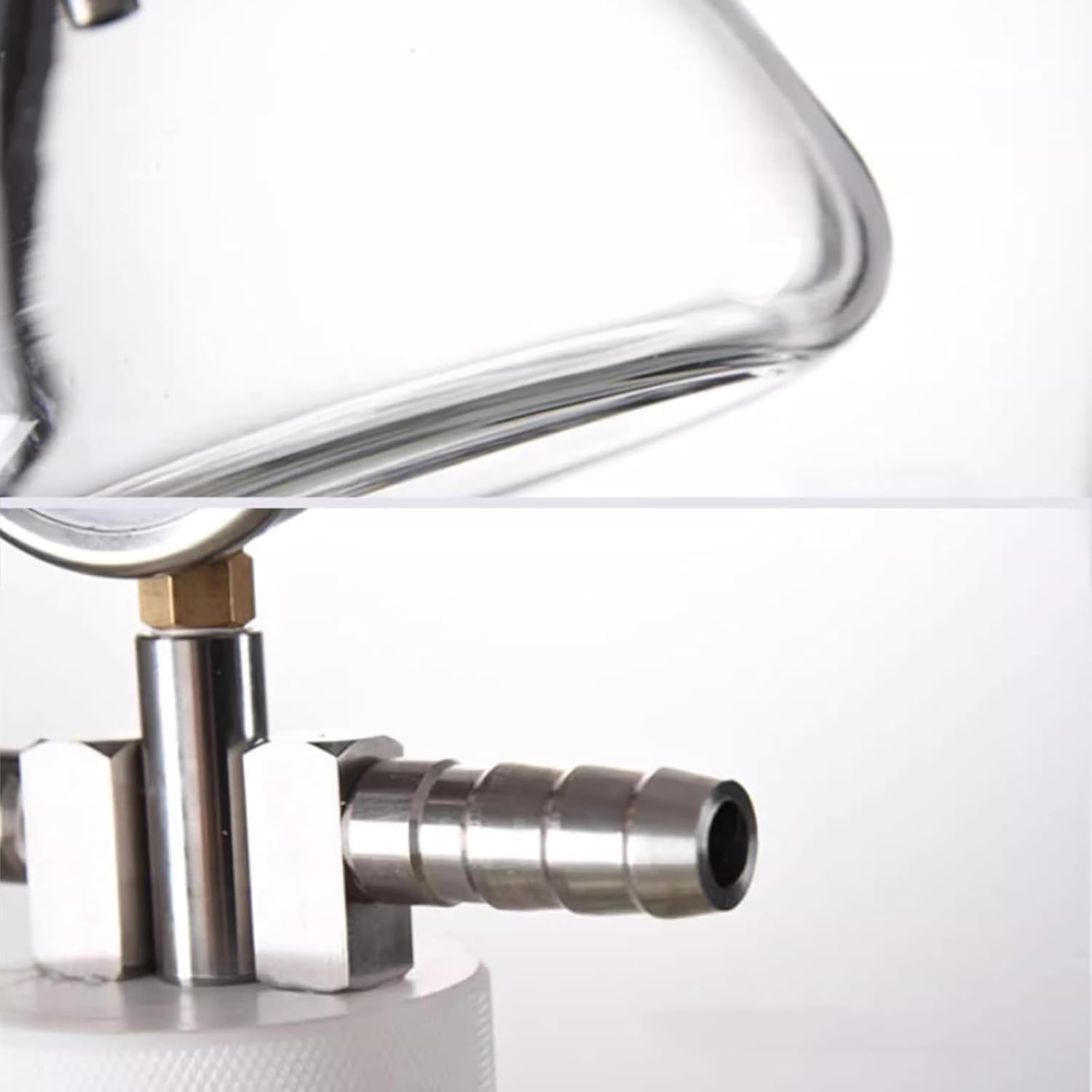 Lab Glass Vacuum Chamber, Resin Bubble Remover/Degassing Chamber Kit, Borosilicate, 2L Capacity, with Stainless Steel Vacuum Gauge, for Solutions, Oils, Liquids