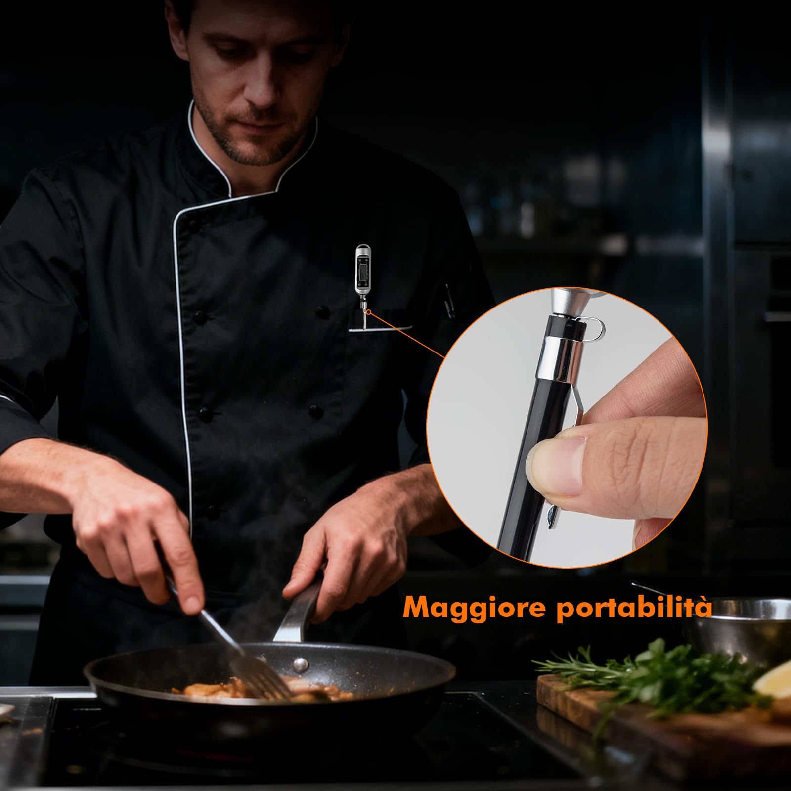 GRIFEMA GA2802 Termometro da Cucina, Sonda in Acciaio Inossidabile 304, Misurazione Rapida, per Barbecue Forno Pasticceria