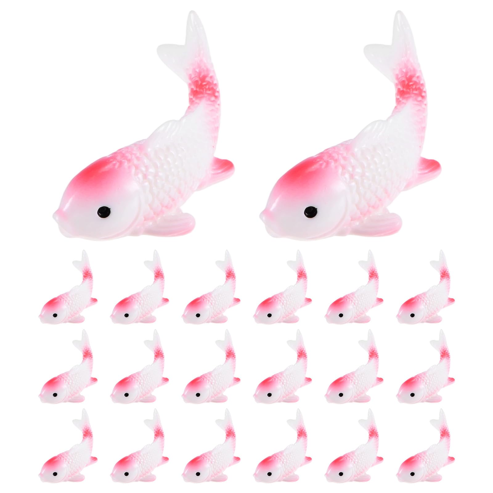 M METERXITY 20-Pack Mini Fake Koi Goldfish Figurines, Resin Miniature Fake Goldfish Realistic Ornament Tiny Figurines Decor Bulk for Aquarium/Fairy Garden/Tank Decor [Large, Pink]
