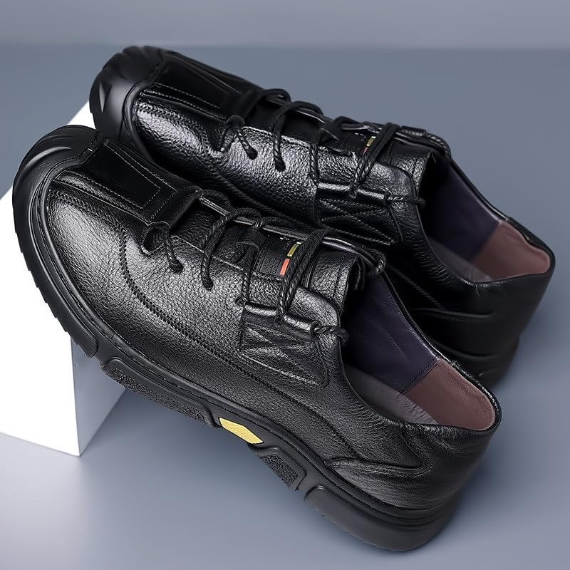 Men's Shoes Lace-up Outdoor Casual Leather Shoes Round Wear-Resistant Rubber Soft Sole Men Shoes4