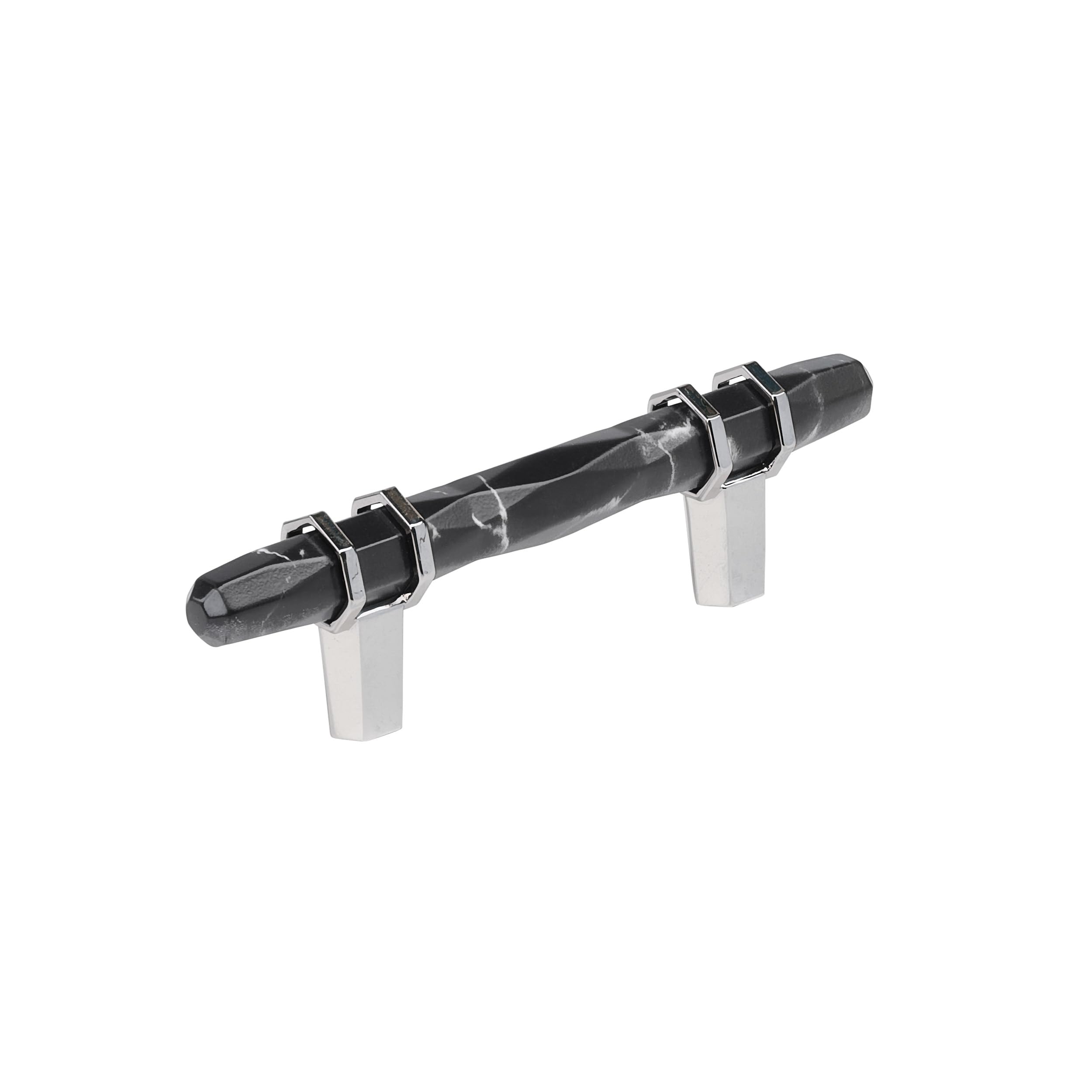Amerock 3" Carrione Marble Black/Polished Chrome Drawer Pull