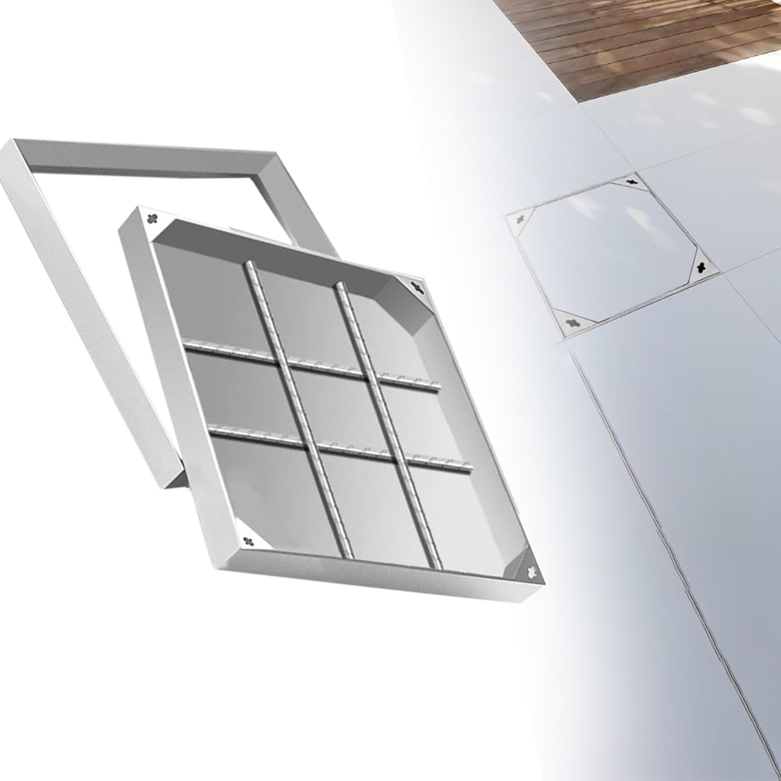Couvercle carré encastré haute capacité de charge et trappe invisible en inox