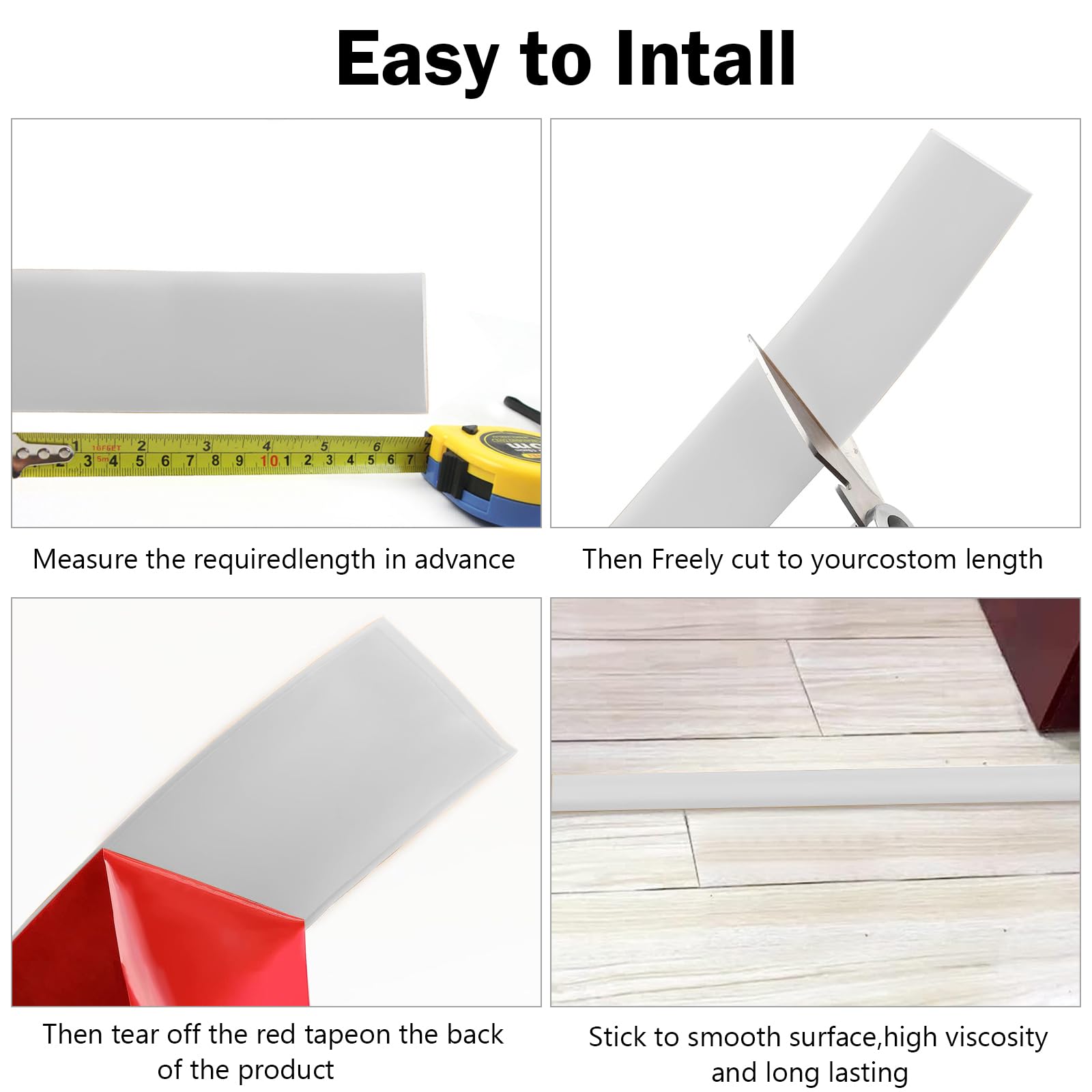 Profilo Di Transizione Autoadesivo Per Pavimenti - 2m X 4cm PVC Grigio | Copre Fuge Tra Laminato E Piastrelle - Foto 3