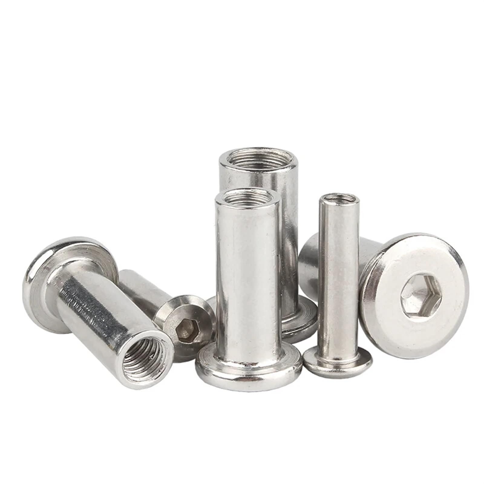 Rivetti Filettati 5/10/20pcs M3 M4 M5 M6 M8 304 acciaio inossidabile grande piatto esagonale testa a esagono incassato rivetto connettore inserto manicotto comune dado per Mobili(50mm length,M8 x5pcs)