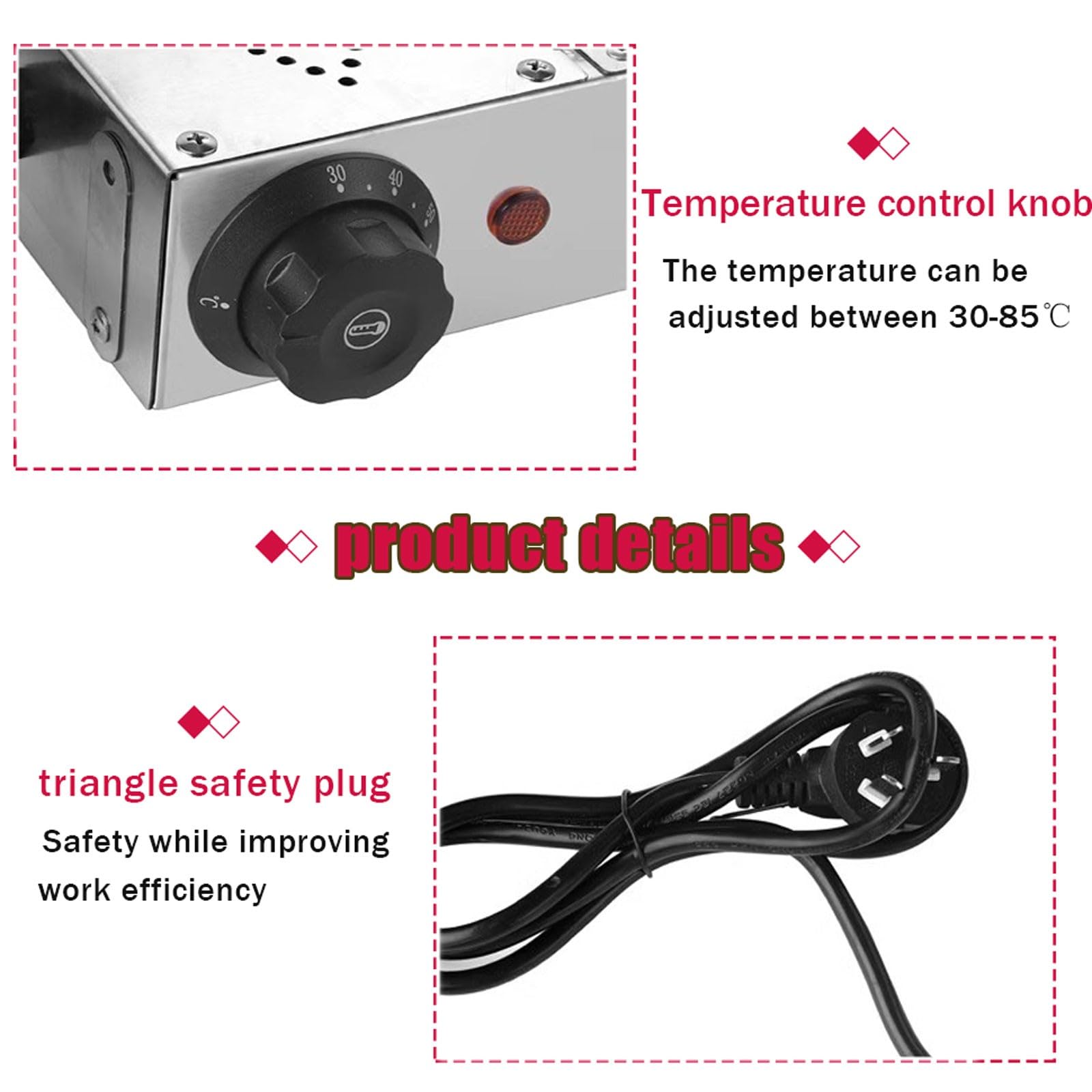 Lámpara de Calor de Alimentos, Lampara Calentamiento de Comida Acero Inoxidable, Calentadores de Alimentos para Buffet, Temperatura Ajustable de 30-85℃, 60/90/120/150cm(Size:60cm)