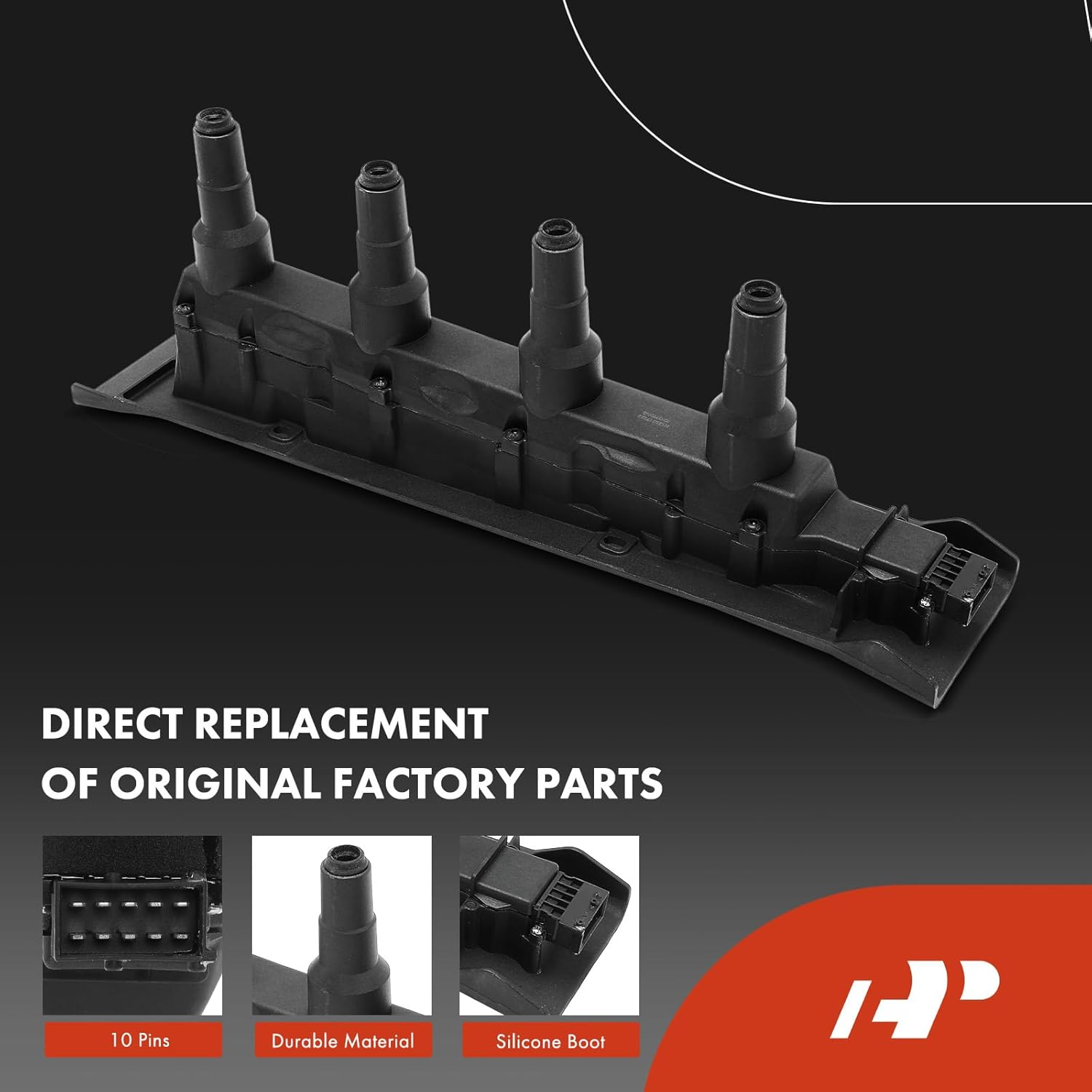 A-Premium 1x Ignition Coil Pack and 4x Iridium Spark Plugs Compatible with Saab 9-3 2000-2002, 9-5 1999-2003, 2.0L 2.3L, Replace# 55559955, 61058535