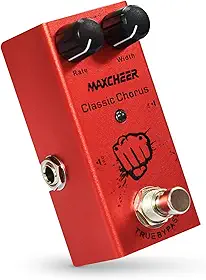 MAXCHEER Pedal de Chorus Clássico para Guitarra Elétrica com Controle de Taxa/Largura, Mini, Tipo Single, Dc 9V, True Bypass (Vermelho)