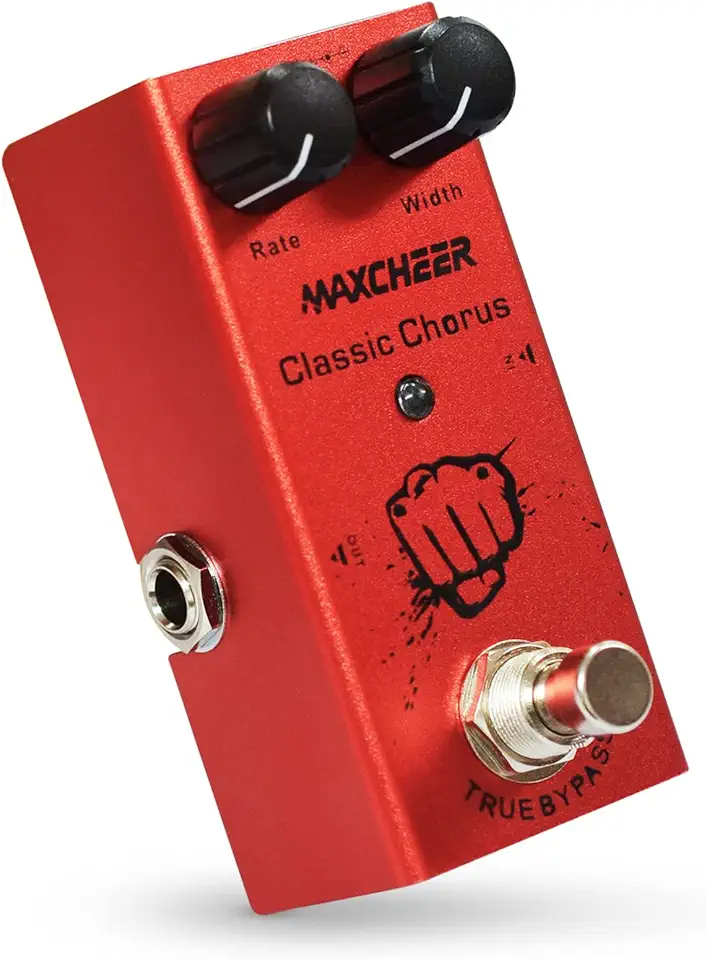 MAXCHEER Pedal de Chorus Clássico para Guitarra Elétrica com Controle de Taxa/Largura, Mini, Tipo Single, Dc 9V, True Bypass (Vermelho)