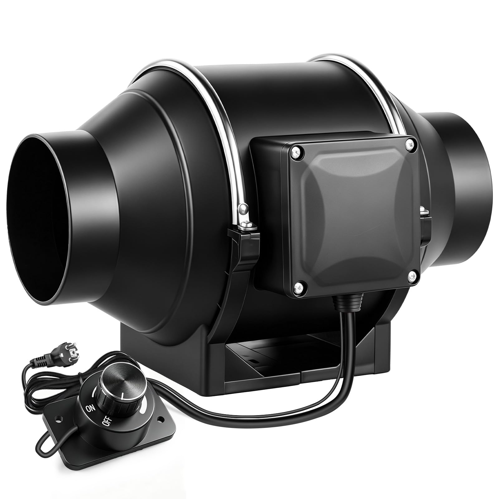 Rohrventilator 100mm Regelbar Geschwindigkeit 0-310 m³/h 30W Rauchabzug Ventilator Rohrlüfter | Leise Kanalventilator Abluftventilator Bad Lüfter für Wintergarten Gewächshaus Zelt Garage