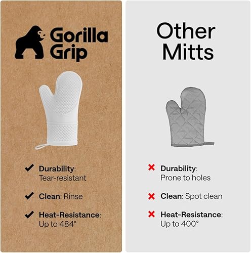 Miniatura 94 de GORILLA GRIP - Juego de guantes de horno de silicona suave sin BPA, guantes de cocina resistentes al calor e impermeables, forro de algodón grueso