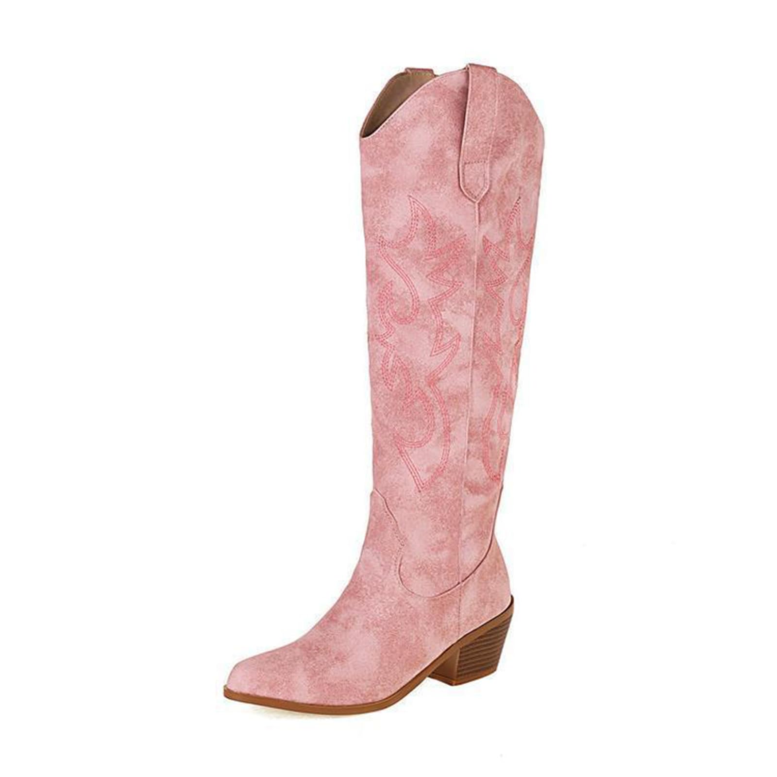 Botas hasta La Rodilla Western con Detalles Bordados Tacón Ancho Punta Otoño Moda Diario Aire Libre Montar Fiesta Festival Eventos