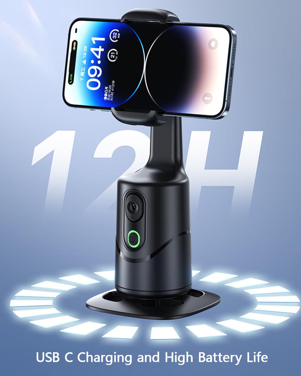 Auto Face Tracking Phone Holder,No App Required,360° Rotation Phone Camera Stand with Remote and Gesture Control, Smart Shooting Tripod for Vlog/TIK Tok Live Streaming YouTube Video Recording