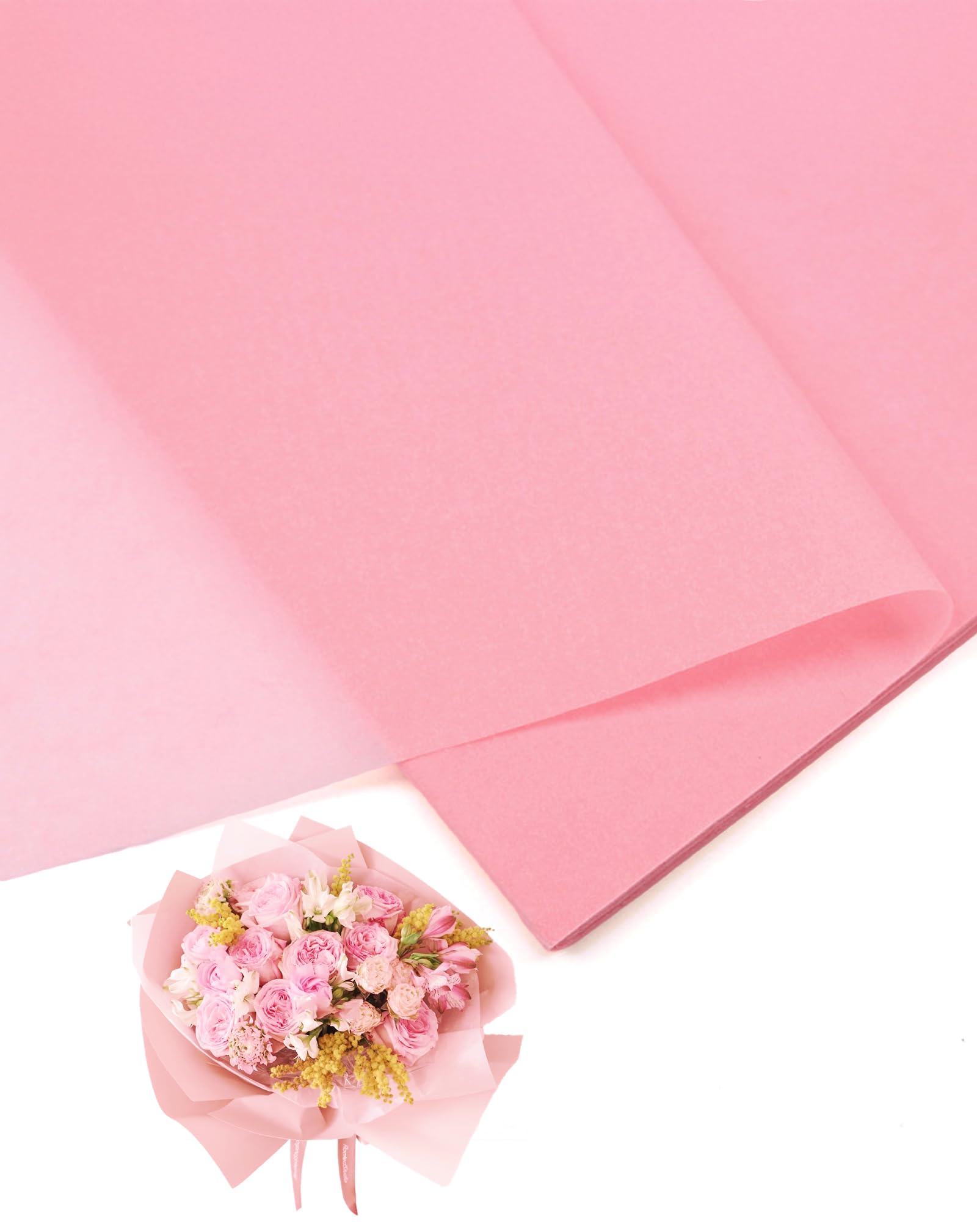 40 Sheets Floral Wrapping Paper Korean Flower Packaging Paper for DIY Crafts Weddings Birthdays Valentine's Day Floral Wrap Florist Supplies 19.6 x 27.5 Inches (Pink)