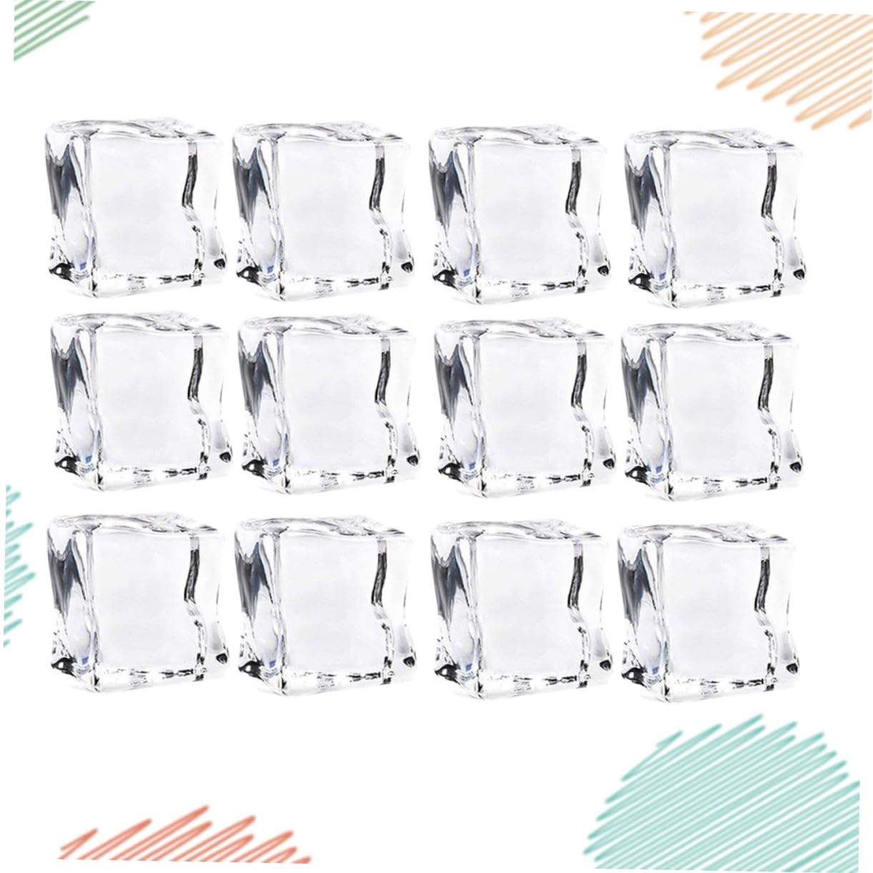 48 Cubitos de Hielo Acrílicos Reutilizables Transparentes Ligeramente Irregulares para Decoración y Accesorios de Fotografía en Eventos y Cenas